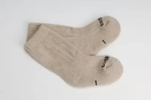 100% cashmere socks for kids long cuff - organic beige color